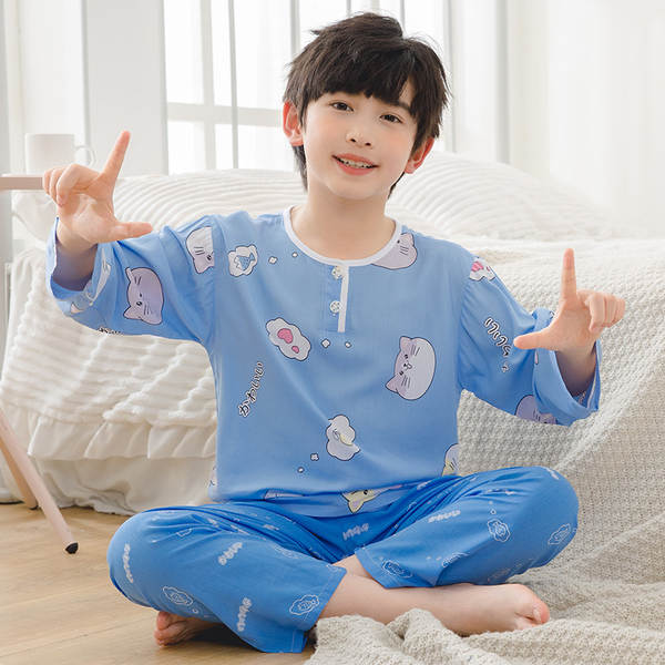 Conjunto de pijama infantil de algodão para verão