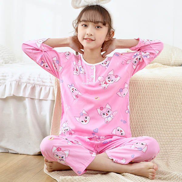 Conjunto de pijama infantil de algodão para verão