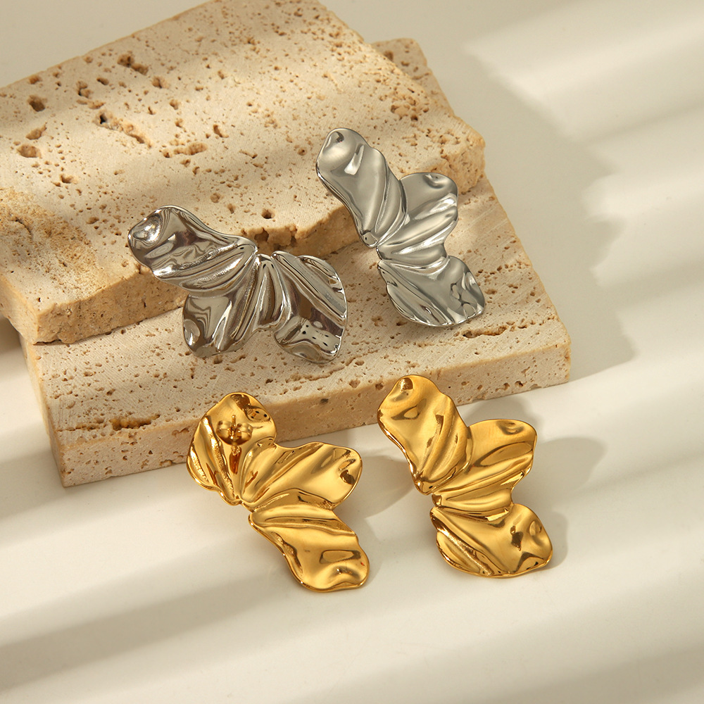 Transfronteiriço de orelhas metálicas geométricas flores irregulares orelhas femininas desenho de personalidade orelhas femininas de metal