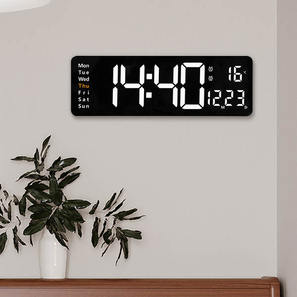 16 polegadas de grande tela função de exibição de relógio digital nórdico relógio simples sala de estar pendurar relógio led parede pendurar relógio 6626