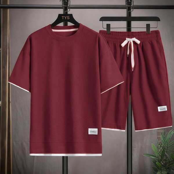T-shirt masculino de calça curta com calças masculinas de moda masculina de verão