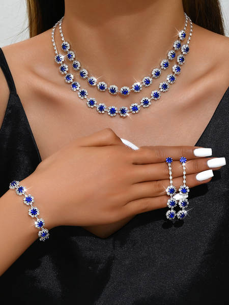 Acessórios de casamento dupla camada do colar de diamante do colar de sol de comércio estrangeiro Sete de orelhas de venda rápida