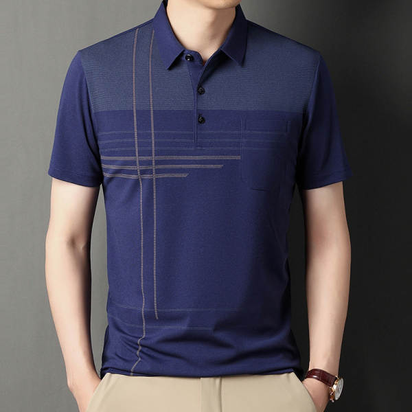 T-shirt masculino de pulseira curta 23 verão novo homem de meia-idade pulseira poli T-shirt papai vestido com roupa de negócios