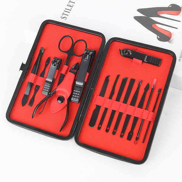 Caixa de couro 7 peças de kit de ferramentas de beleza do fabricante de pacotes de presentes de impressão LOGO faca de unhas de corte de unhas