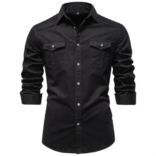 2024 Comércio Exterior Transfronteiriço Homem União Européia Cowboy T-Shirt Homem Modelo Recreativo Puro Homem Denim T-Shirt Com Mãos Longas