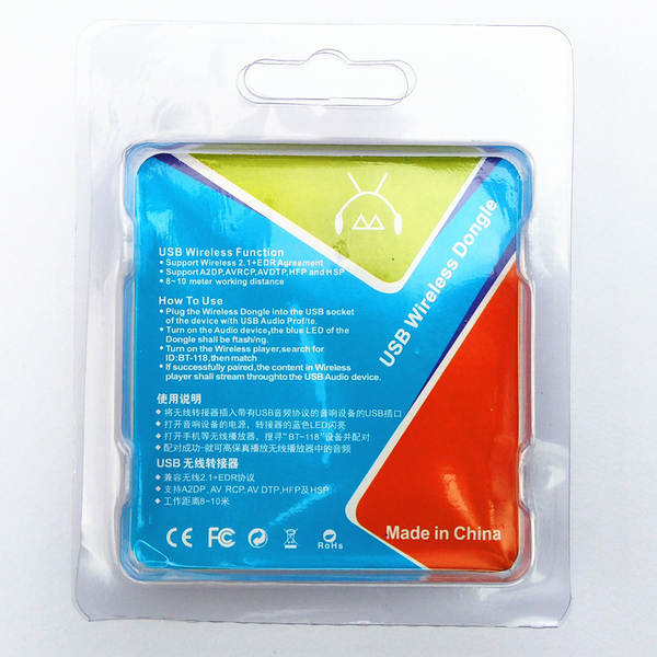 Pequeno chapéu azul USB Bluetooth receptor de áudio sem fio com microfone compatível com telefone celular Bluetooth sem chamadas