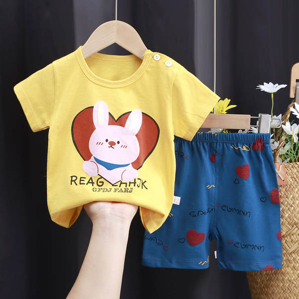 Conjunto de verão infantil de algodão