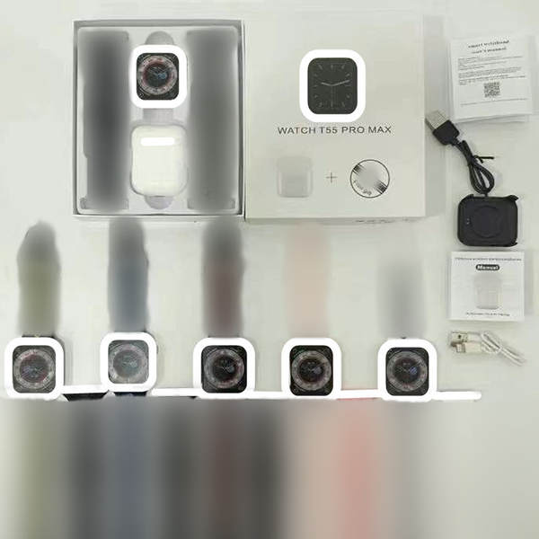 T55PRO MAX relógio inteligente para homens fones de ouvido multifuncionais dois em um fone de ouvido transfronteiriço de longa duração fabricante de vendas diretas