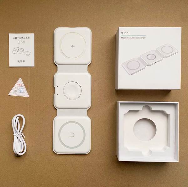 Três em um carregador sem fio de imersão magnética carregador de telefone móvel de mesa sem fio carregador aplicável Apple Huawei relógio de celular
