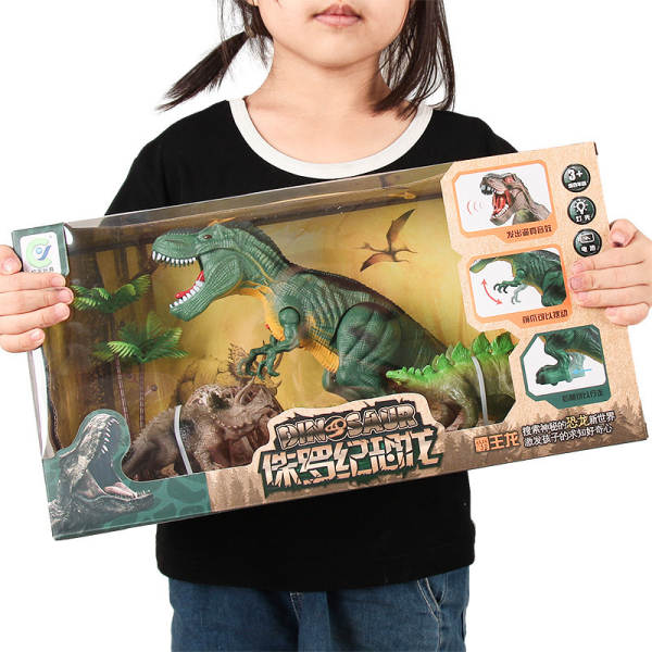 Simulador de som de brinquedo elétrico de dinossauro caixa de presente menino criança Dragão Dragão vai andar caixa de dinossauro