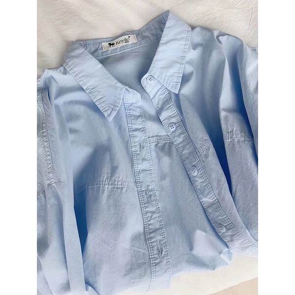 100% de algodão puro e escuro azul extremamente leve camisa com mangas compridas vestido de primavera de 2025 nova camisa de casaco de centenas