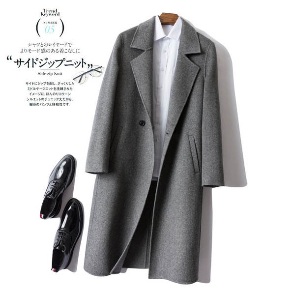 Casaco de lã masculino longo