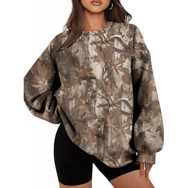 Blusa de moletom com estampa de folhas