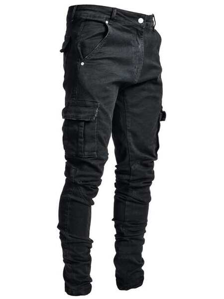 2022 Euro-americano transfronteiriço novo jeans masculino bolso lateral pequeno pé apertado jeans