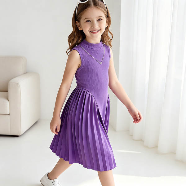 Mulheres transfronteiriças vestido de verão estilo europeu e americano de alta qualidade penteado recebendo cintura sem mangas vestido de vestido + colar