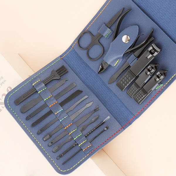 Caixa de couro 7 peças de kit de ferramentas de beleza do fabricante de pacotes de presentes de impressão LOGO faca de unhas de corte de unhas