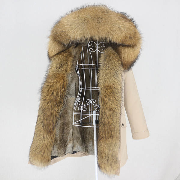 Comércio eletrônico transfronteiriço vestido de inverno feminino supera a mulher pode desmontar o cabelo real no cabelo longo coelho casaco de pele quente