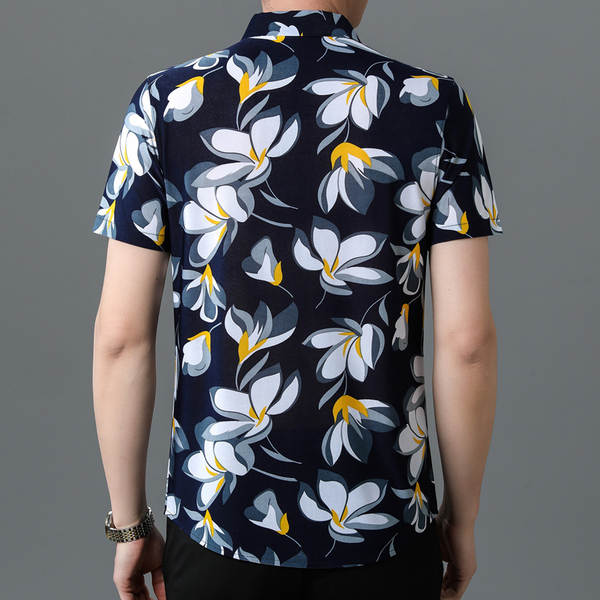 Camisa masculina de algodão flor