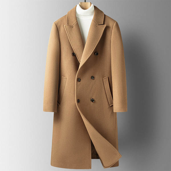 Casaco de lã masculino longo