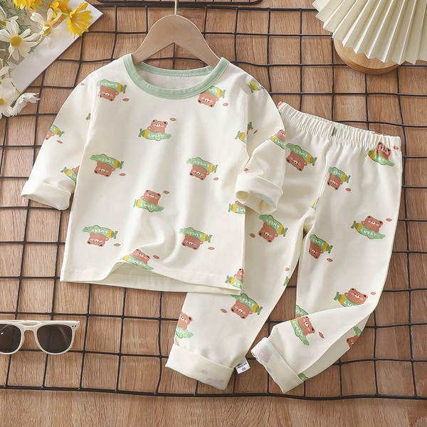 Conjunto de pijama para crianças de primavera