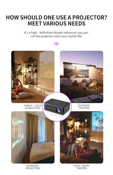 Transfronteiriço M200S Mini Projector portátil LED Telemóvel Cinema Doméstico Telemóvel Cabo Compatível Suporte 1080