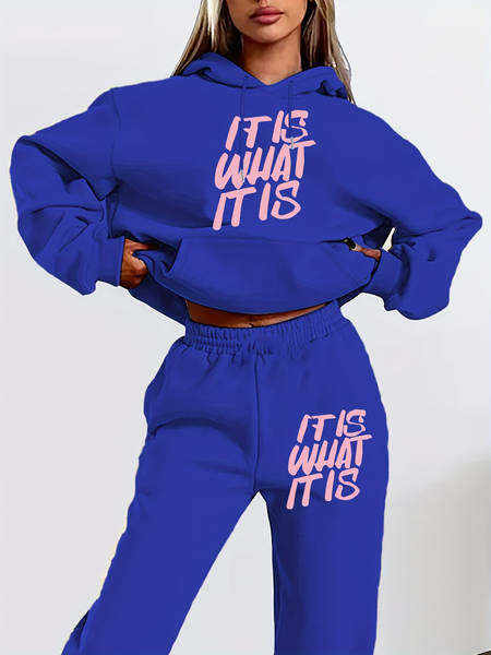 Conjunto de moletom feminino de manga longa com capuz