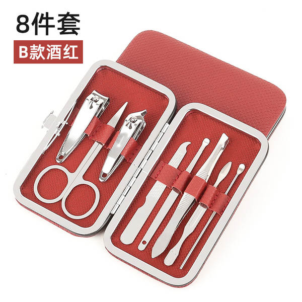 Caixa de couro 7 peças de kit de ferramentas de beleza do fabricante de pacotes de presentes de impressão LOGO faca de unhas de corte de unhas