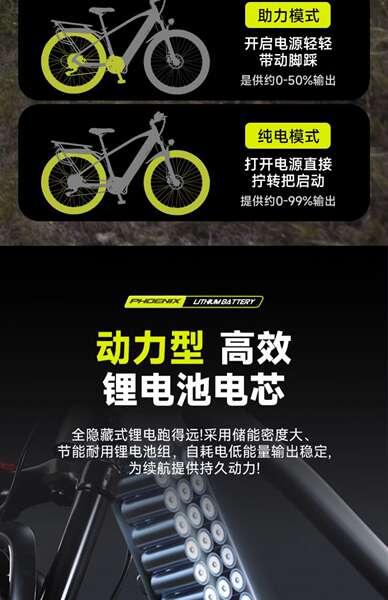 Phoenix bateria de lítio bicicletas elétricas de montanha 26 polegadas assistência de velocidade de transmissão elétrica nova bicicleta nacional