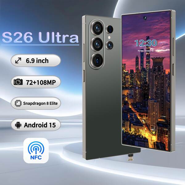 S26 Ultra Smartphones Transfronteiriços Android de 7,3 polegadas com suporte ao NFC