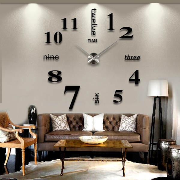 Relógio digital acrílico de grande dimensão nórdica Relógio de arte inglês da sala de estar DIY personalizado de moda autônomo