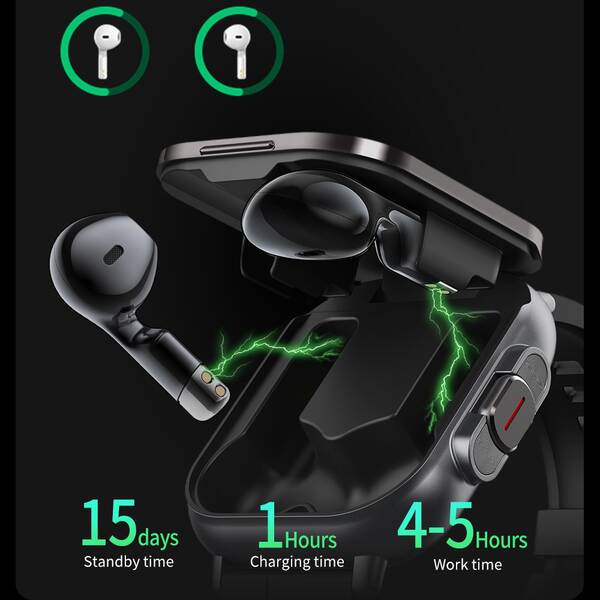 Relógio inteligente transfronteiriço D8 tws dois em um fones de ouvido Bluetooth de 2 polegadas de tela cheia de toque para chamadas de movimento musical