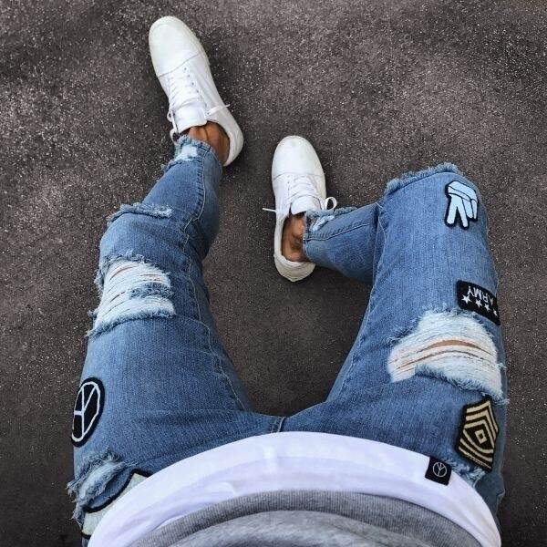 Jeans masculinoswisheBay Pequenos Pés Quente Venda de Calças masculinasJeans 4X Bandeira Transfronteiriça LS