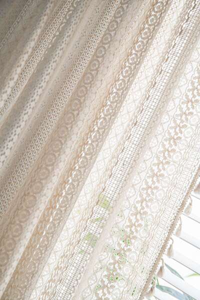 Cortina de Croche em Tom Creme