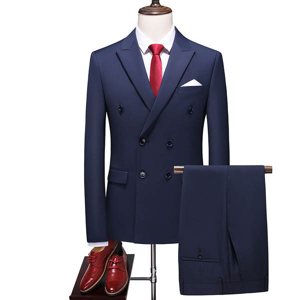 Vestido duplo de dois pedaços de roupa transfronteiriça puro para homens 7110 de vinho vermelho