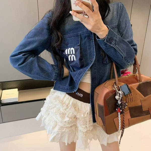 Alta Versão Miu Mulheres Cowboys Camiseta de mangas compridas Mouse T-Shirt Letra Feminino