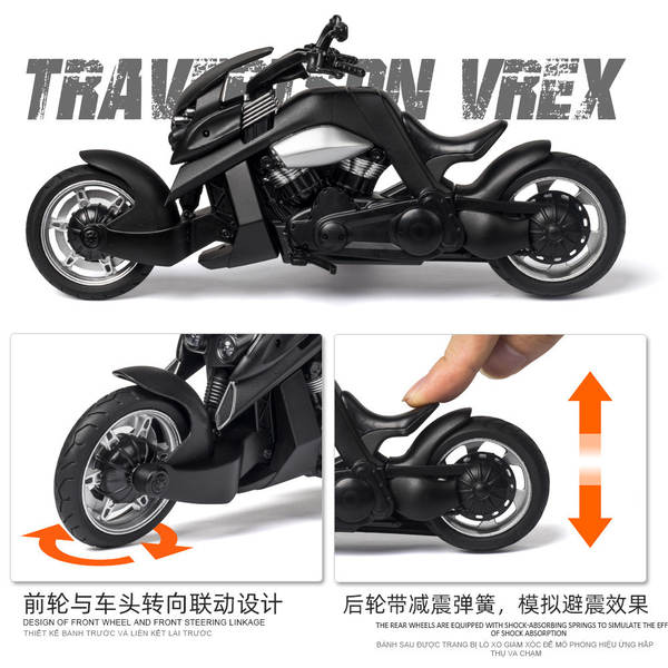 Modelos de automóveis de alumínio 1:12 Yamaha Tirana Motorcycle Voz com brinquedos de luzes de brinquedos de automóveis de música