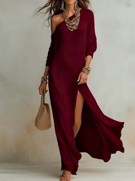 2026 Estação de Independência Transfronteiriça da Europa e dos Estados Unidos Novo vestido elegante de verão com mangas compridas e rasgadas