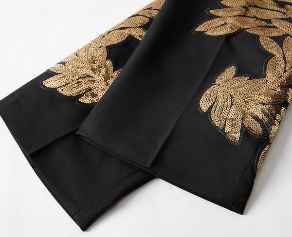 Mulheres transfronteiriças de alta qualidade de ouro brilhante coletor de roupa de cama suíte vestido casual casaco cantor performance vestido