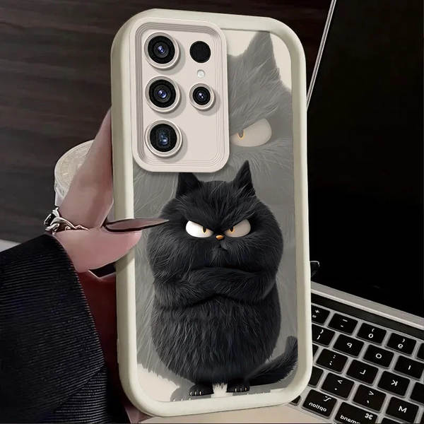 Samsung A15/A55 Super Cool Black White Cat S24 Ultra/S23FE Capa de celular S22 A24/A23