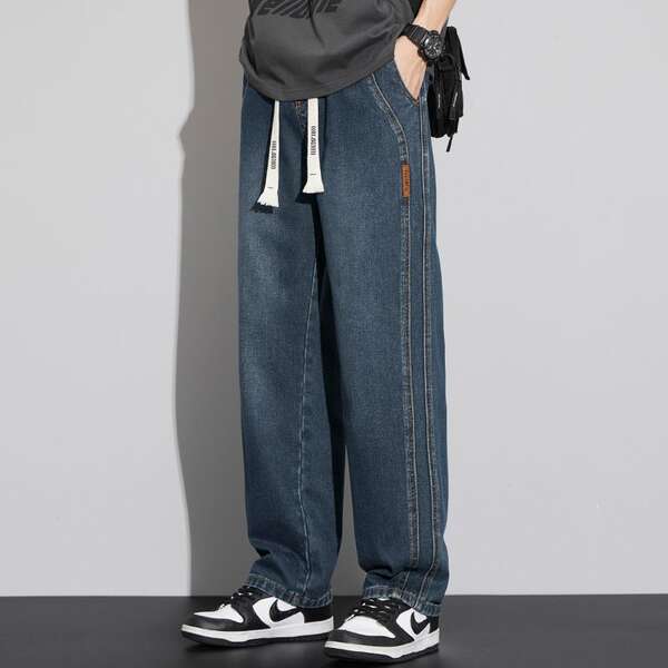 Calça jeans masculina larga e confortável