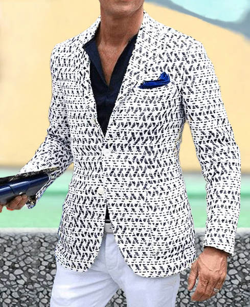 定制款跨境外贸单排两粒扣大口袋西装外套男士休闲修身西服上衣男
