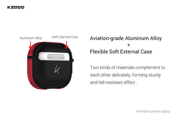 KZDOO para AirPods Pro2Pods4 Apple Bluetooth Headset Cave de proteção de metal Crashguard