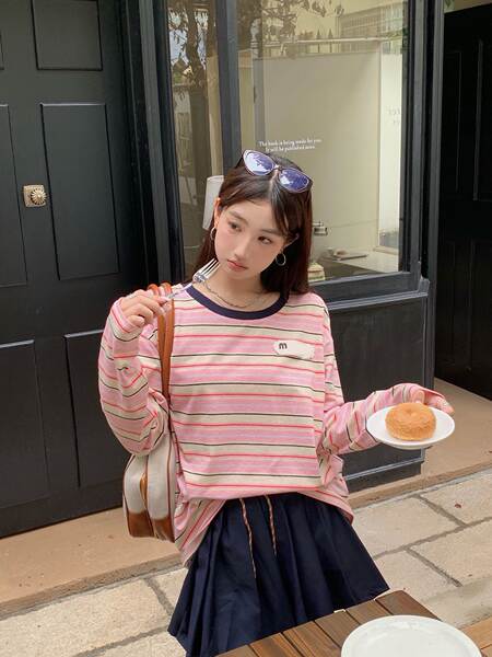Camisa de manga longa com estampa de listras
