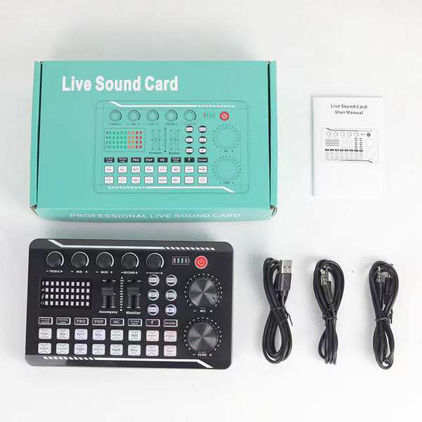 Cartão de som inglês F998 microfone V8S transfronteiriço placa de gravação de computador de transmissão ao vivo equipamento de podcast completo