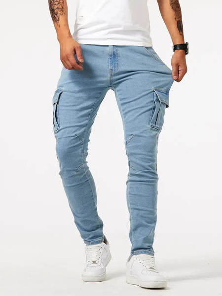 2021 Euro-American Cross-Border New Jeans Homens Piso lateral Pequenos Pés Estreitos jeans NK012