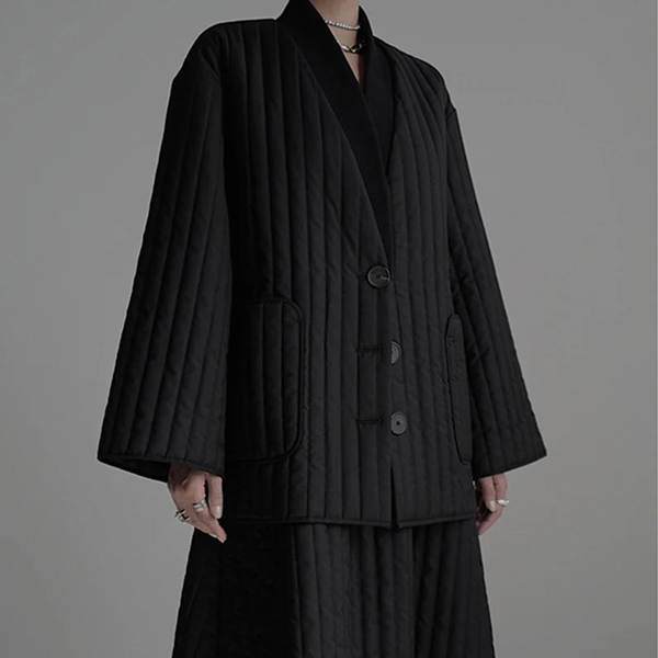 Jaqueta de Inverno Feminina de Algodão Preto