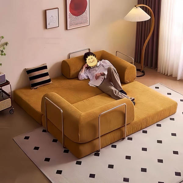 Sofá de compressão artesanal pequeno quarto de estar cama de sofá dobrável para três pessoas sofá-cama de módulo preguiçoso