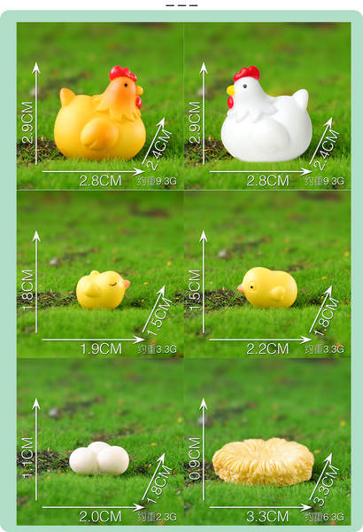 Simulação de animais mini bonito galinhas mini-modelo mini paisagem casa brinquedos galinhas família
