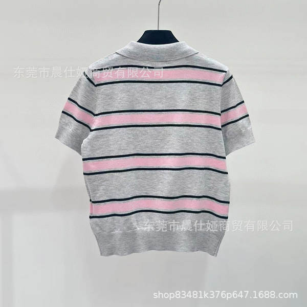 Camisa curta listrada de manga curta
