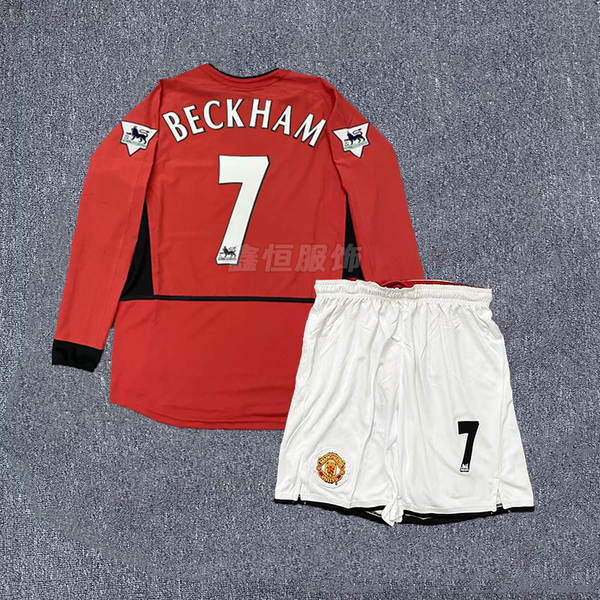 0204 Temporada Man L Traje de Futebol No. 7 Beckham Clássico Retrô Clássico No. 7 C Ranhuras curtas